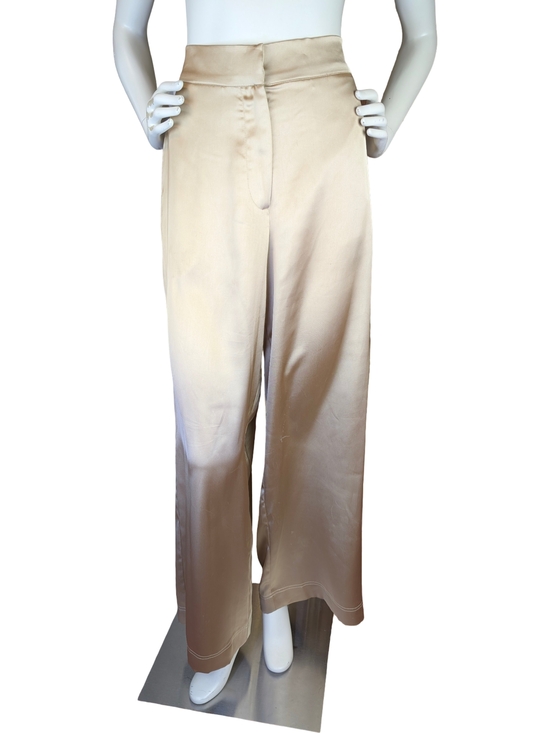 House of Harlow 1960 Pants - House of Harlow 1960 Champagne Satin Wide Leg Palazzo Pants Size Small